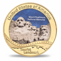 USA Landmark collectible coin Mount Rushmore South Dakota full-colour gold finish tourist souvenir collectible token
