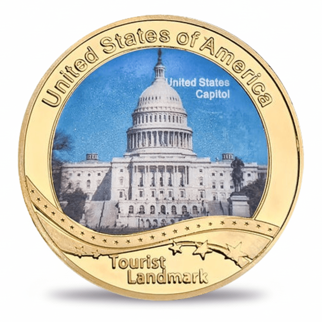 USA Landmark collectible coin United States Capitol Washington DC full-colour gold finish tourist souvenir collectible token
