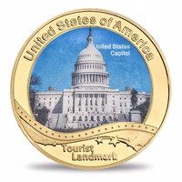 USA Landmark collectible coin United States Capitol Washington DC full-colour gold finish tourist souvenir collectible token
