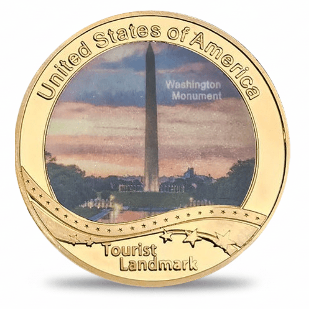 USA Landmark collectible coin Washington Monument DC full-colour gold finish tourist souvenir collectible token
