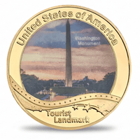 USA Landmark collectible coin Washington Monument DC full-colour gold finish tourist souvenir collectible token
