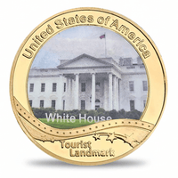 USA Landmark collectible coin White House Washington DC full-colour gold finish tourist souvenir collectible token
