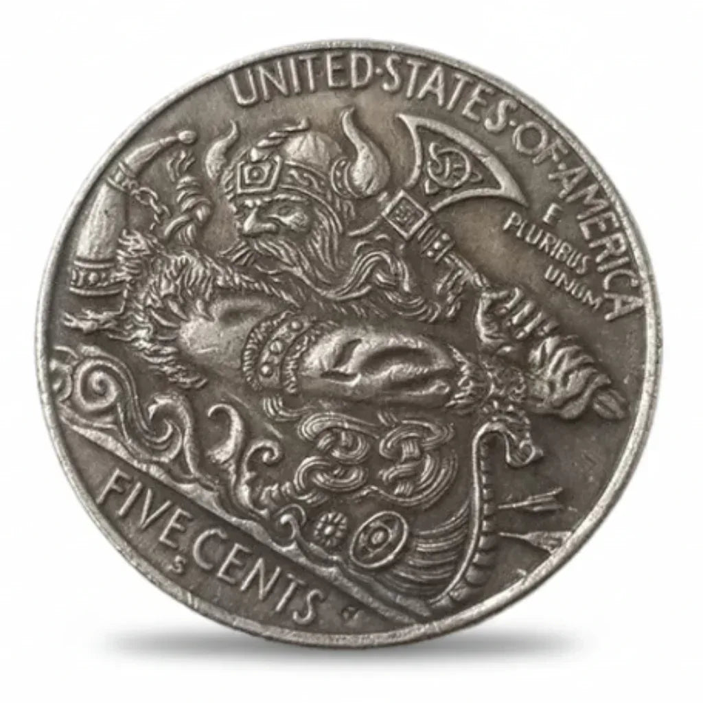 Viking berserker warrior commemorative collectible coin Norse mythology gift for collectors available at One More Coin store