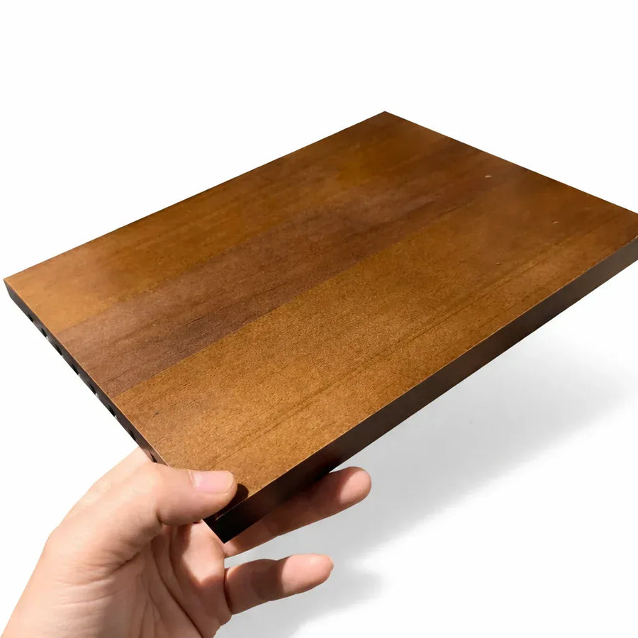Solid walnut wood base construction of challenge coin display case
