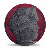 Warrior of Azovstal Ukraine 2022 commemorative collectible coin helmeted warrior red enamel antique silver gift for collectors available at One More Coin store