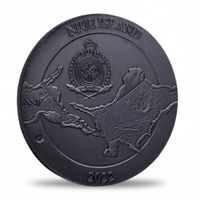 Niue Island 2022 reverse side Warrior of Azovstal commemorative collectible coin token with island map and crest