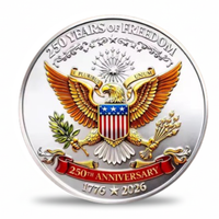 Coin celebrating 250 years of freedom with an eagle emblem on a white background