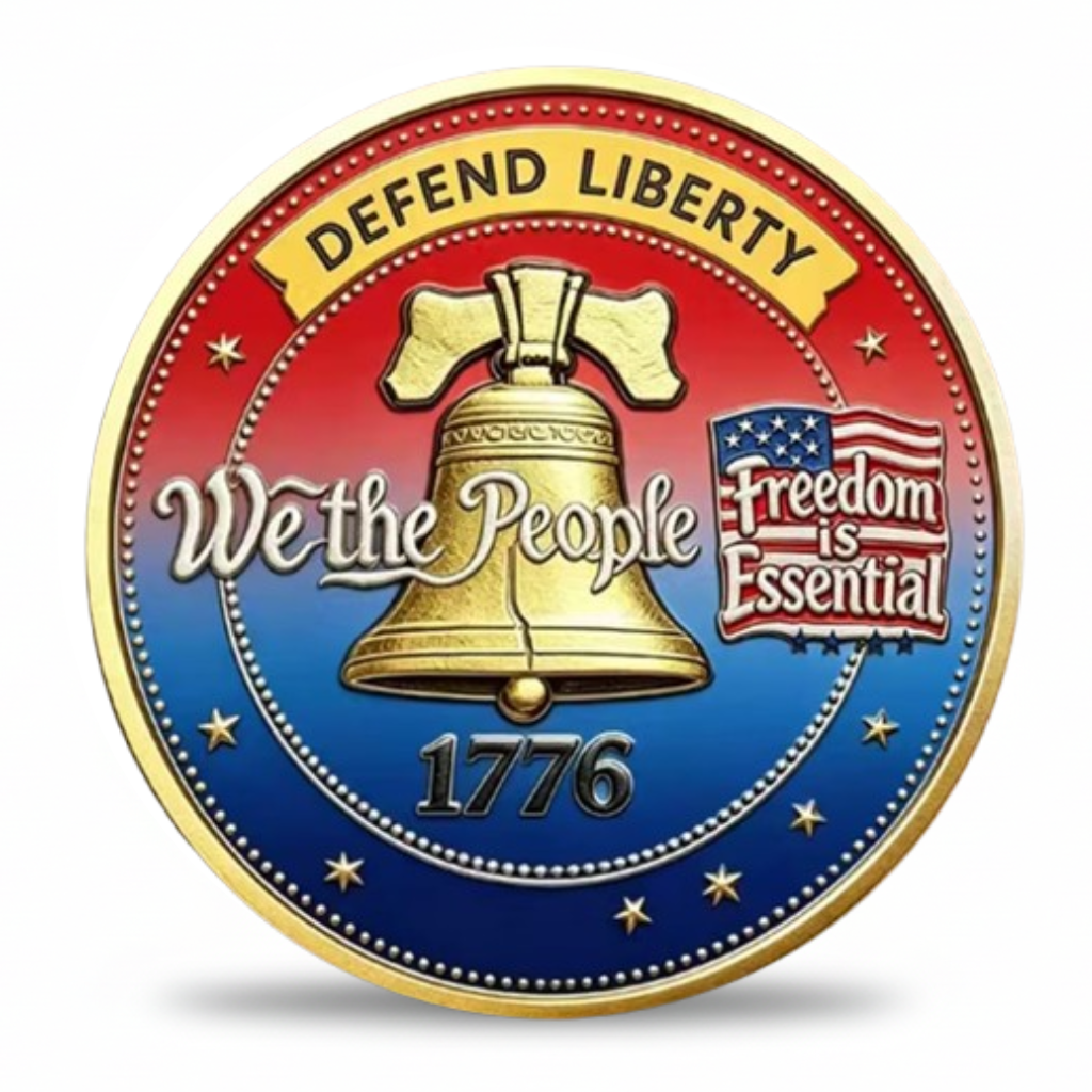 We the People 250th Anniversary coin reverse Liberty Bell Defend Liberty Freedom is Essential 1776 patriotic collectible token
