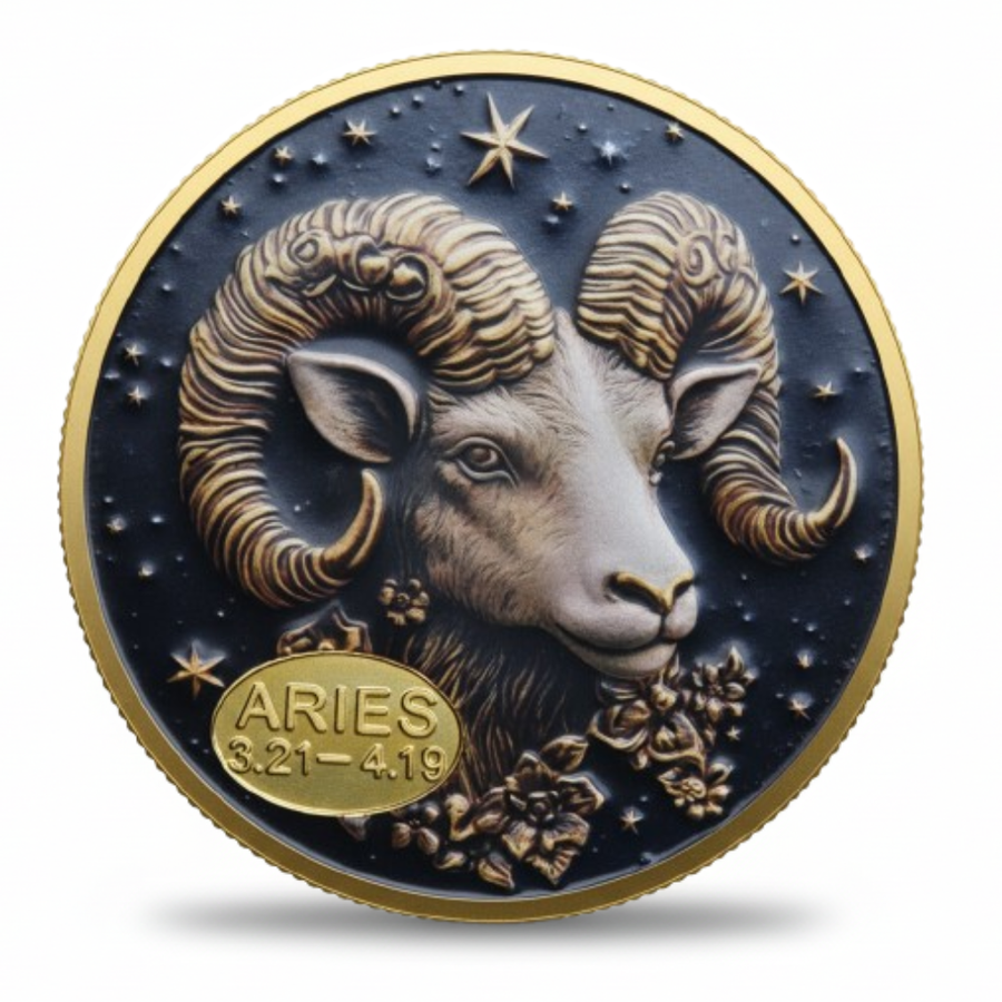 Aries zodiac sign coin astrology birthday gift ram March April collectible token
