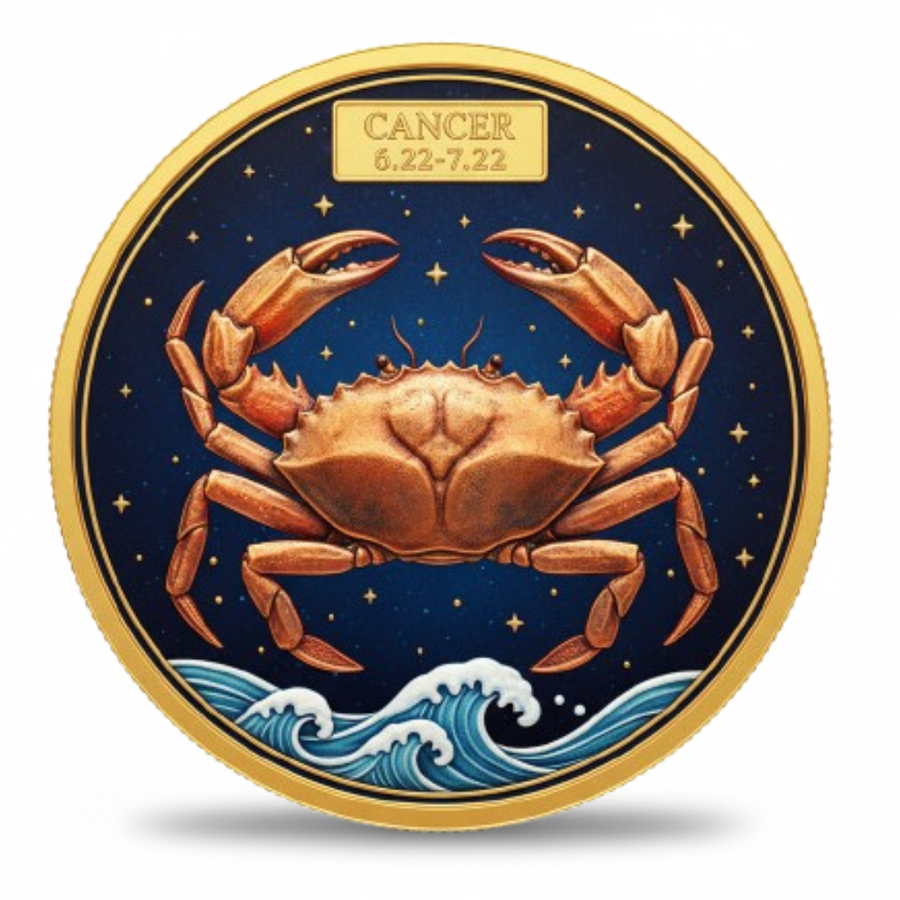 Cancer zodiac sign coin astrology birthday gift crab June July collectible token
