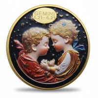Gemini zodiac sign coin astrology birthday gift twins May June collectible token

