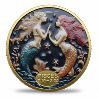 Pisces zodiac sign coin astrology birthday gift twin mermaids February March collectible token
